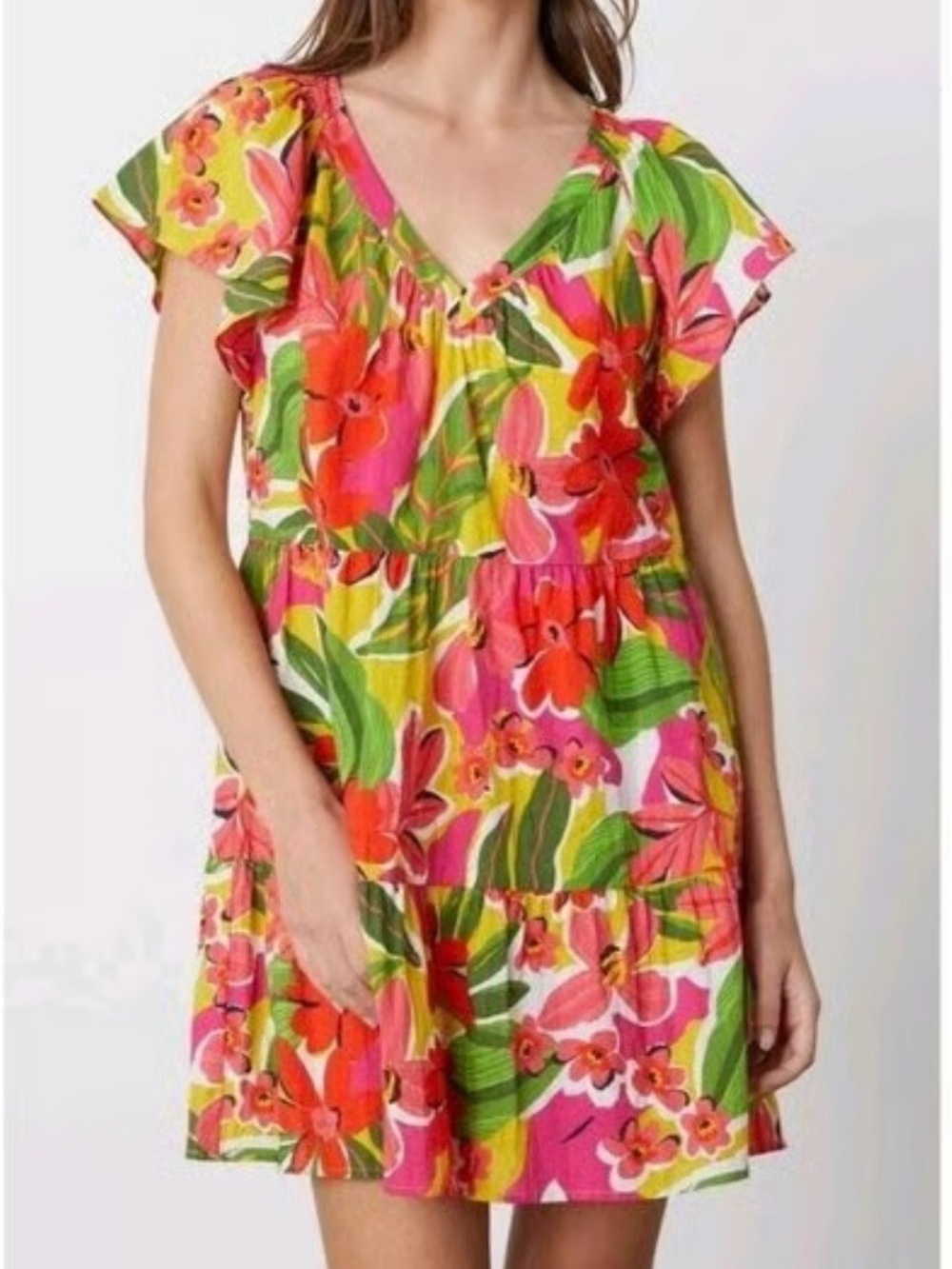 Velvet by Graham & Spencer Yellow Floral Summer Dress